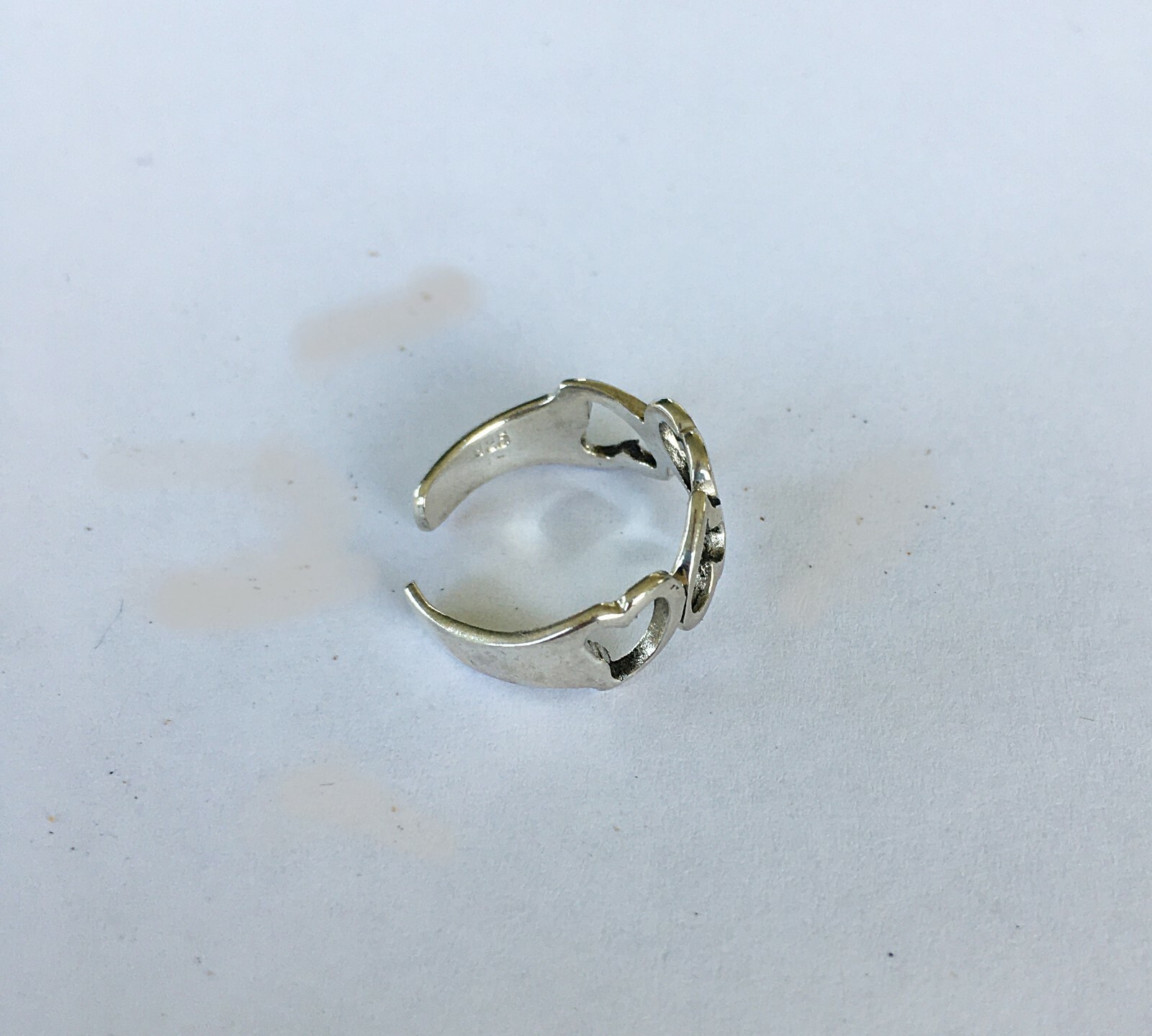 Sterling Silver Up and Down Hearts size small 1.5-3 adjustable toe ring