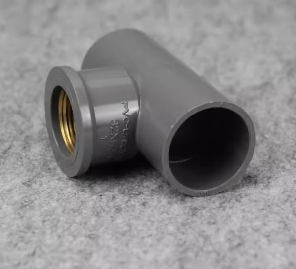PVC Water Pipe Fittings Plastic T-shape Pipe copper Internal Thread Grey