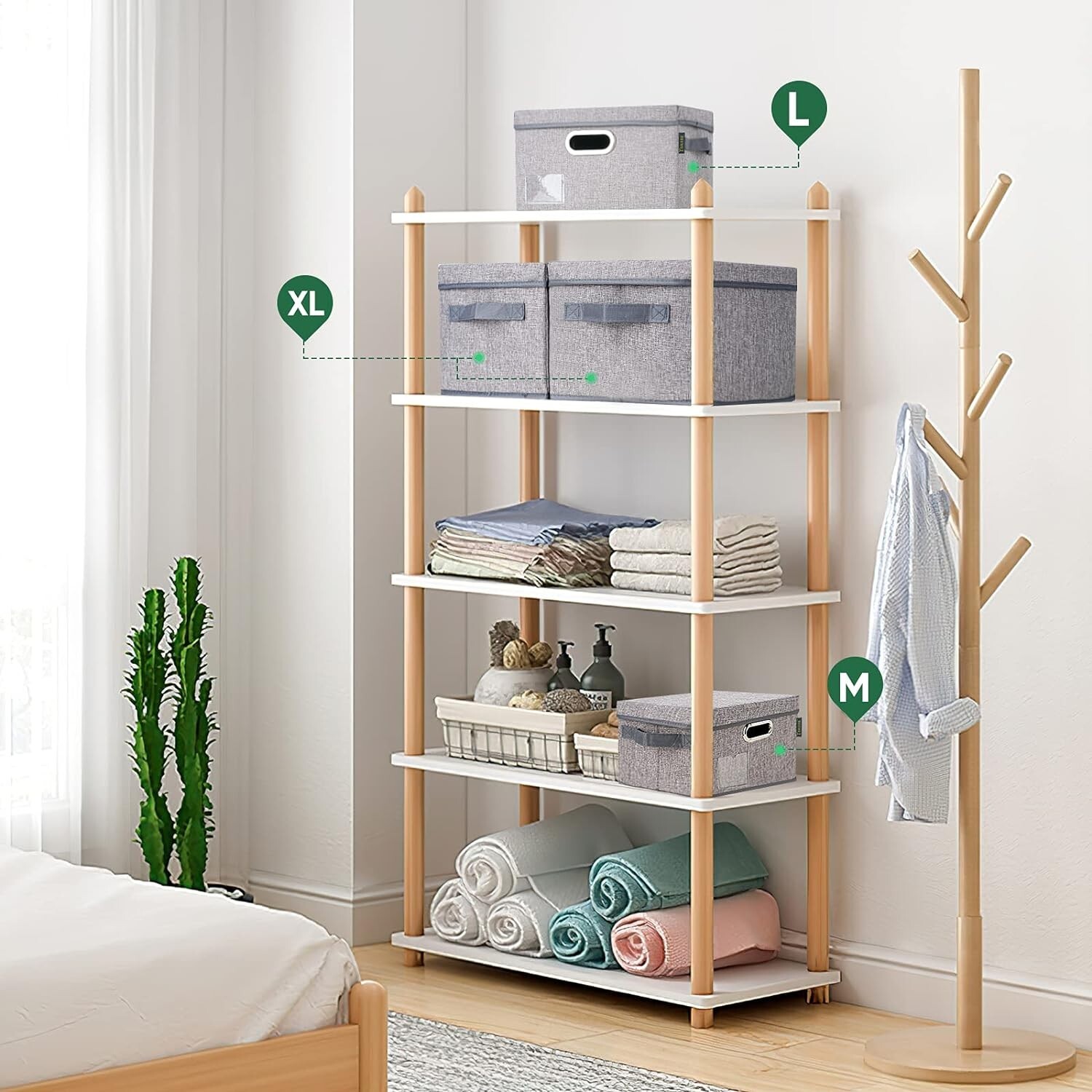 3 PACK Storage Bins with Lids, Foldable Linen Fabric Storage Boxes with Lids