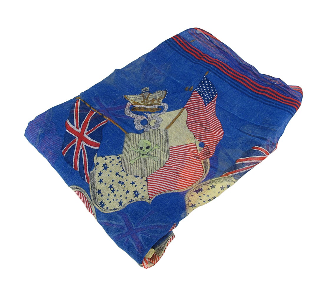 Zeckos Lightweight Gauze US UK Flags Pirate Fashion Scarf