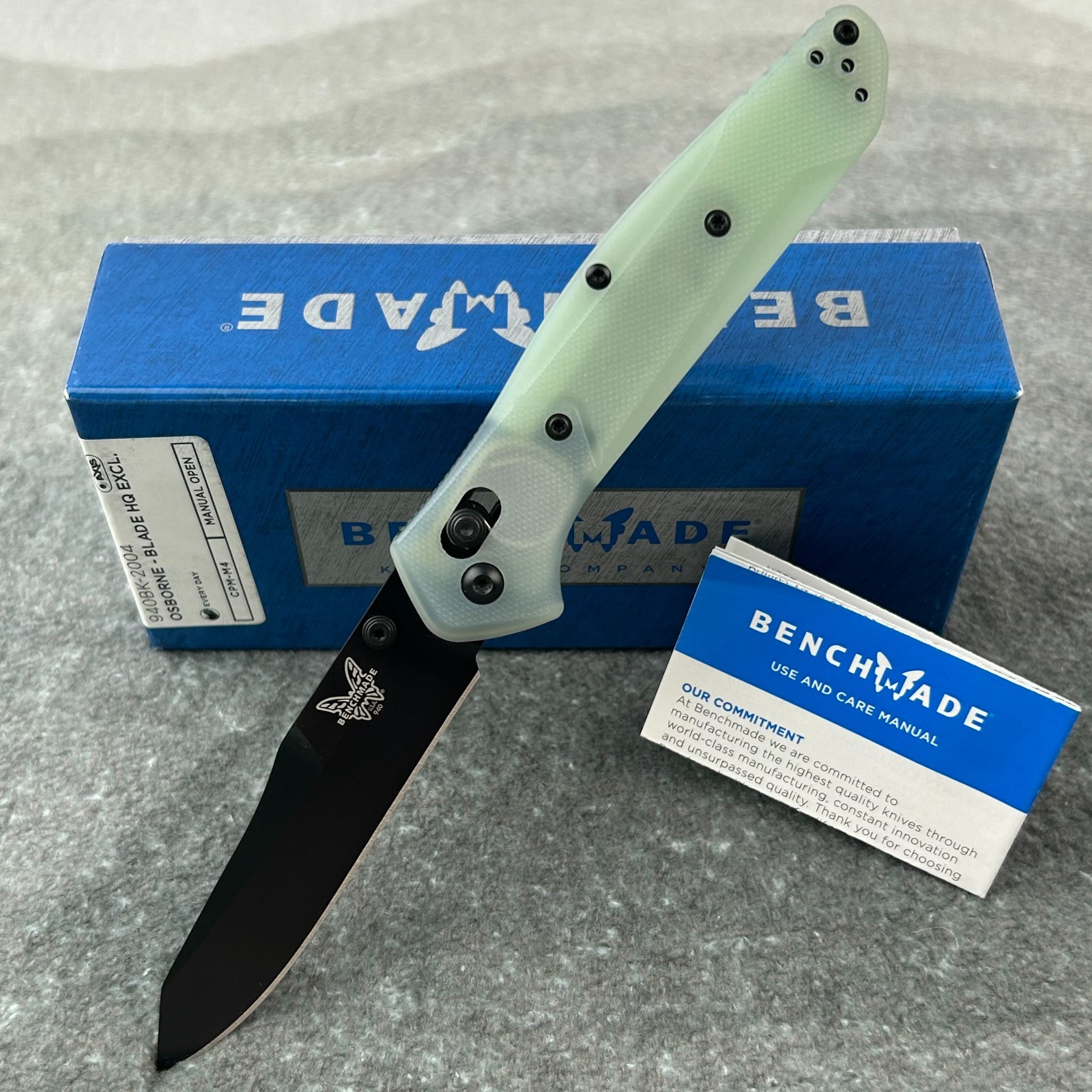 Benchmade 940BK Osborne AXIS Lock Knife Jade G-10 CPM-M4 -3.4"