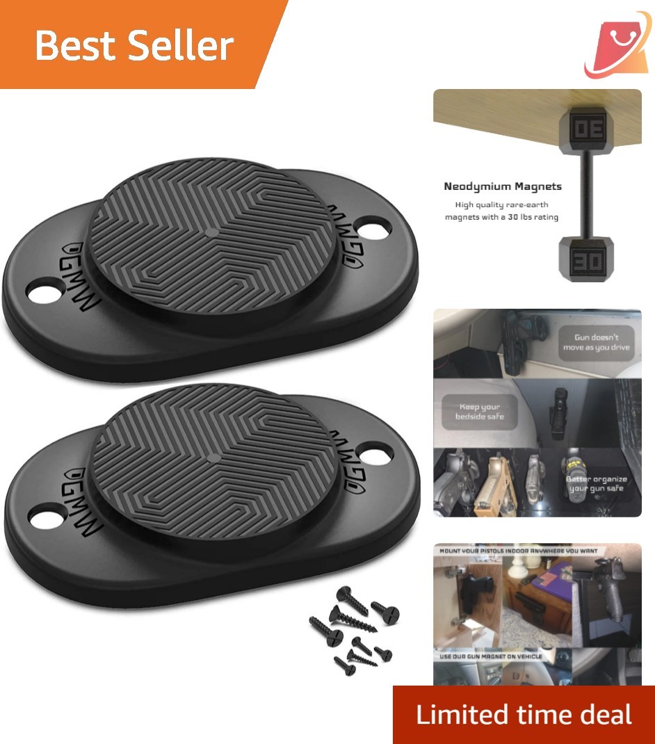 Magnetic Gun Mount 30 lbs. Neodymium Rubber Coated Indoor Gun Holder