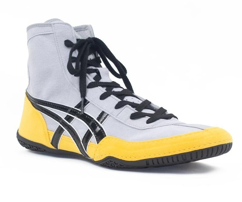 asics Boxing Wrestling Shoes Gray and Yellow Black Line White 1083A001 NEW EX-EO