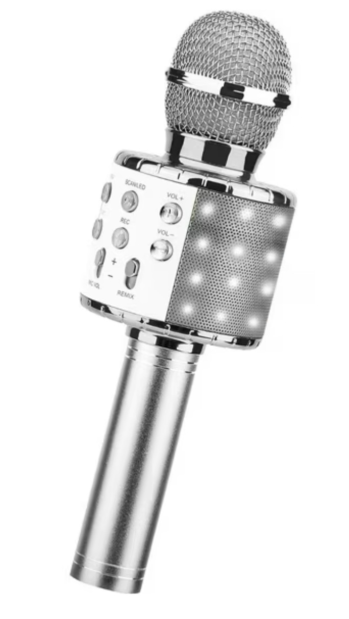 XO Poppy Karaoke Dual Wireless Bluetooth Rechargeable Mic/Speaker White/Silver