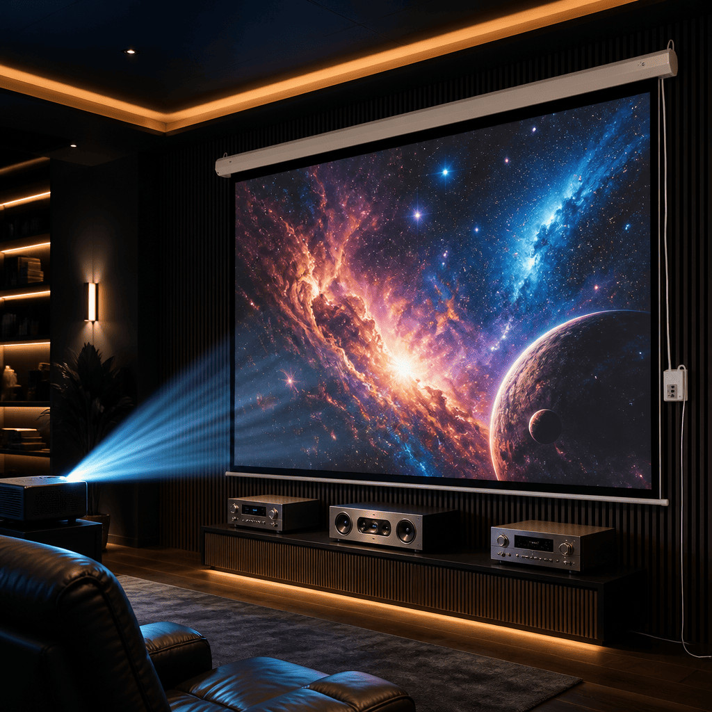 Motorized Projector Screen 100 inch 4:3 Electric Movie Projection Remote Home