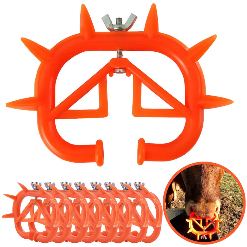 TIHOOD 10PCS Cow Nose Ring Farm Livestock Animal Weaner Red Plastic Weaning T...