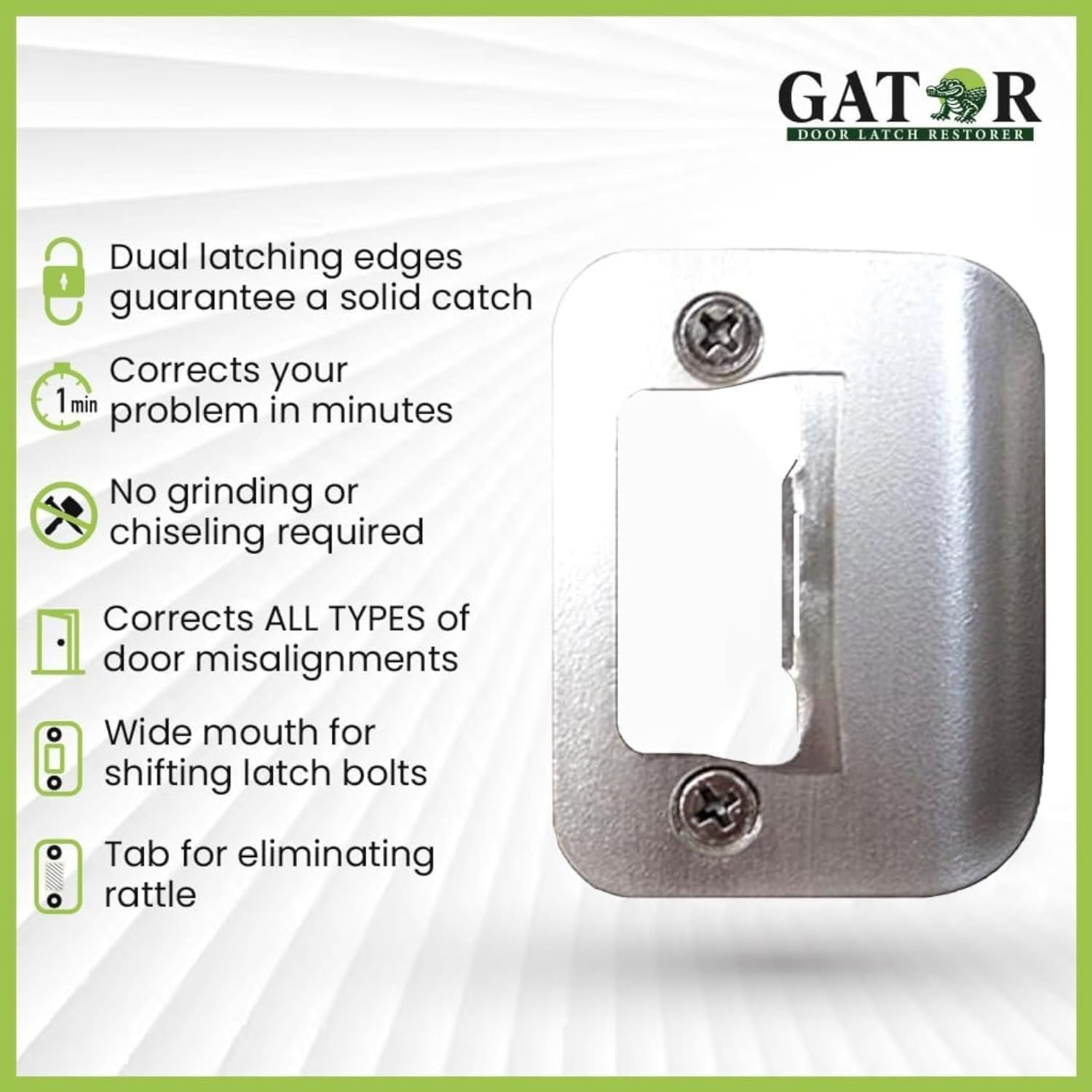 Gator Satin Nickel Door Strike Plate 4-Pack - Universal Latch Restorer Solution