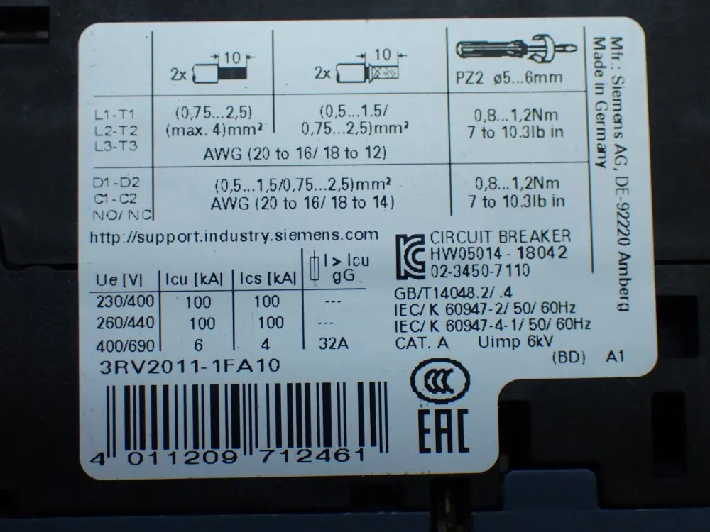 SIEMENS COMBINATION STARTER 3RA21101FA151BB4