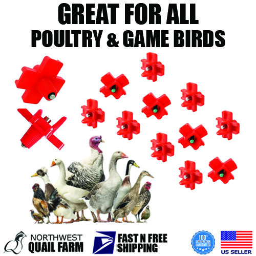 6 Chicken Water Nipples Poultry Drinker Chicks Hen Bird Duck Pigeon Quail