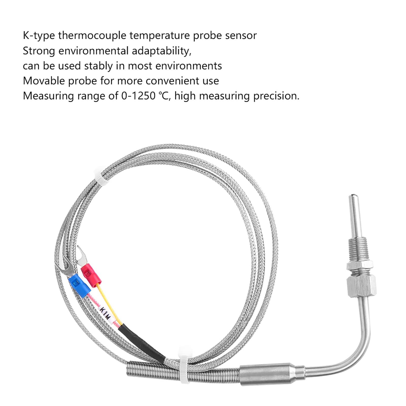 K Type Thermocouple Probe PT 1/8 Thread Temperature Sensor 01250 1 M Cable