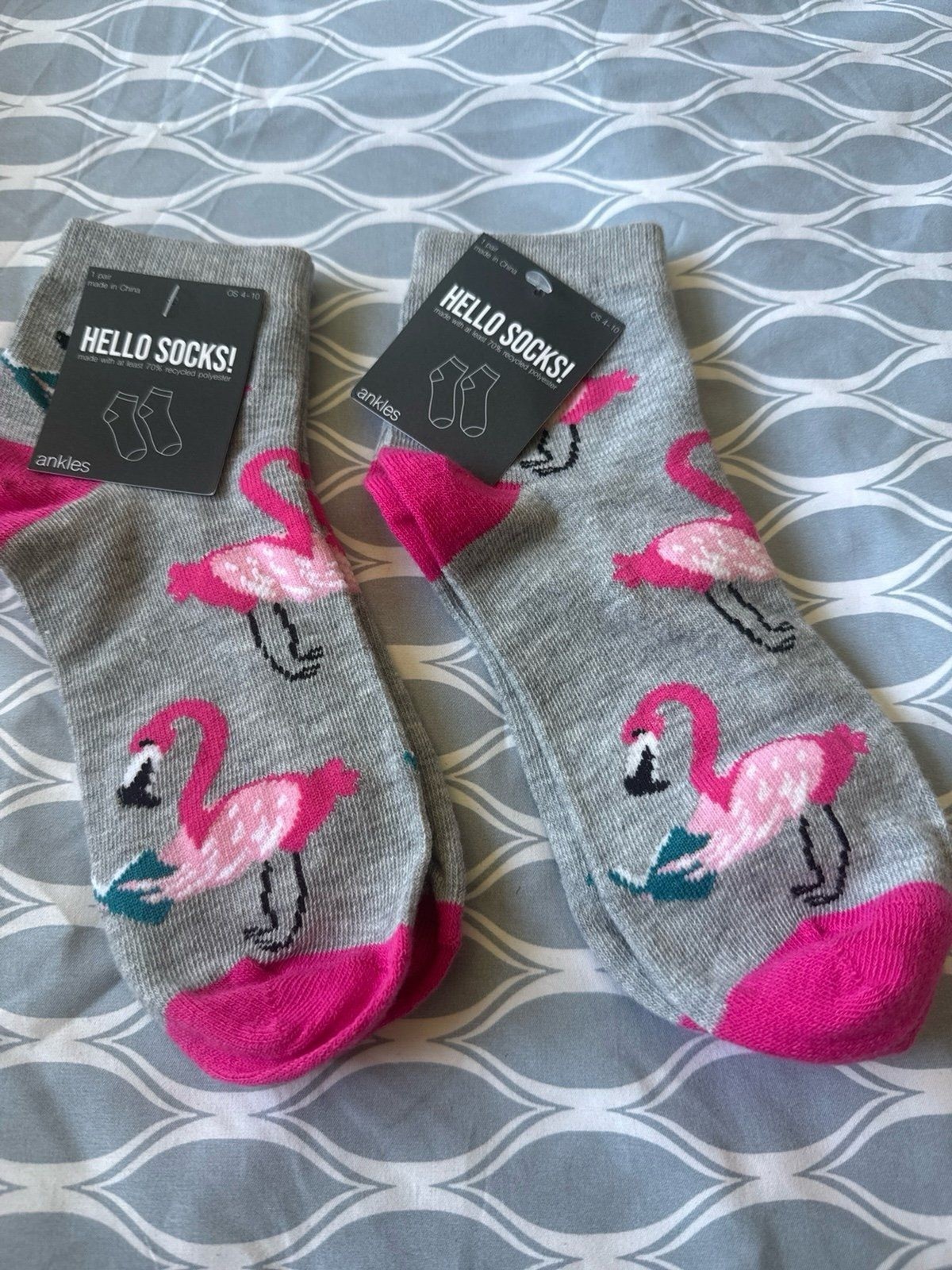Hello Socks!  Women's Pink Flamingo Socks Lot of 6