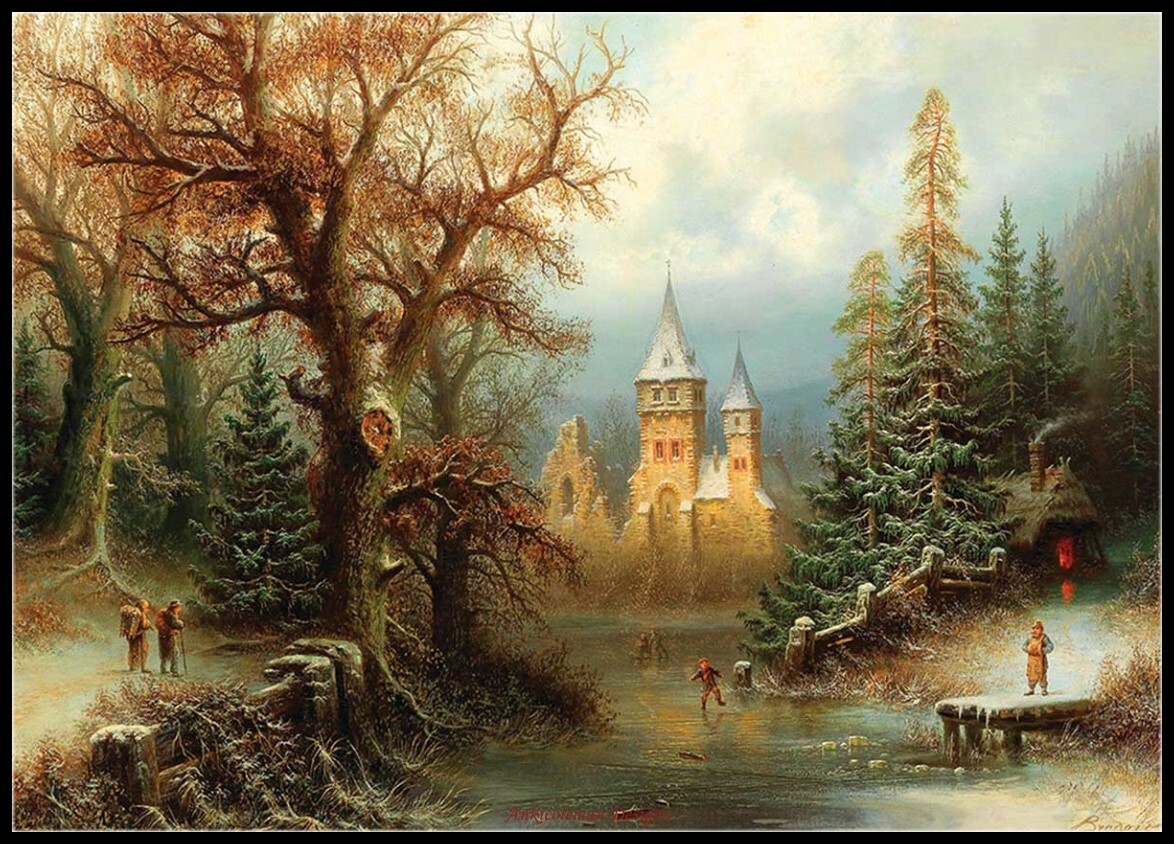 Romantic Winter Landscape - Chart Counted Cross Stitch Patterns Needlework DIY