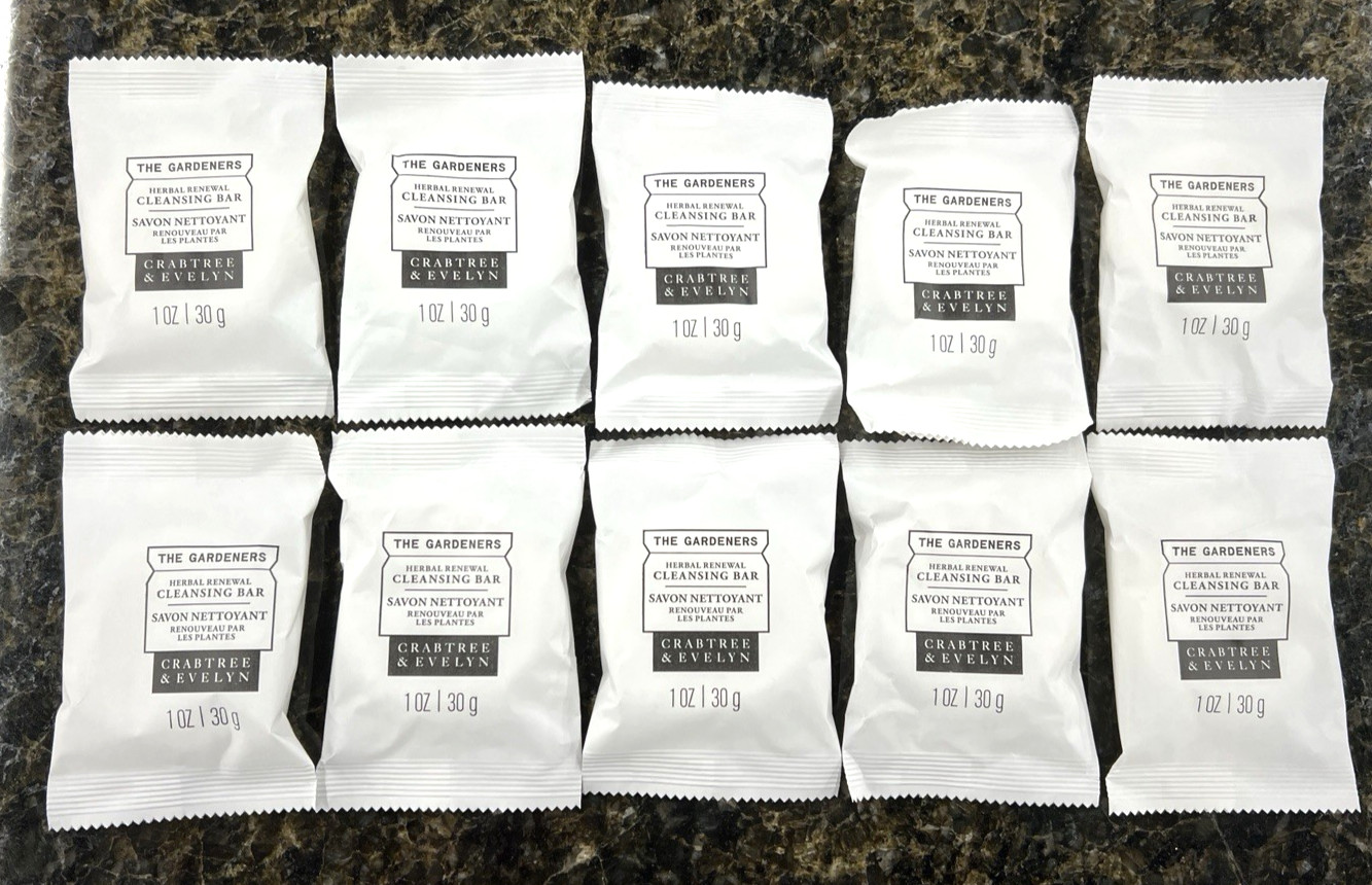 10 Pcs The Gardeners CLEANSING BAR Soap Crabtree & Evelyn Herbal Renewal 1oz