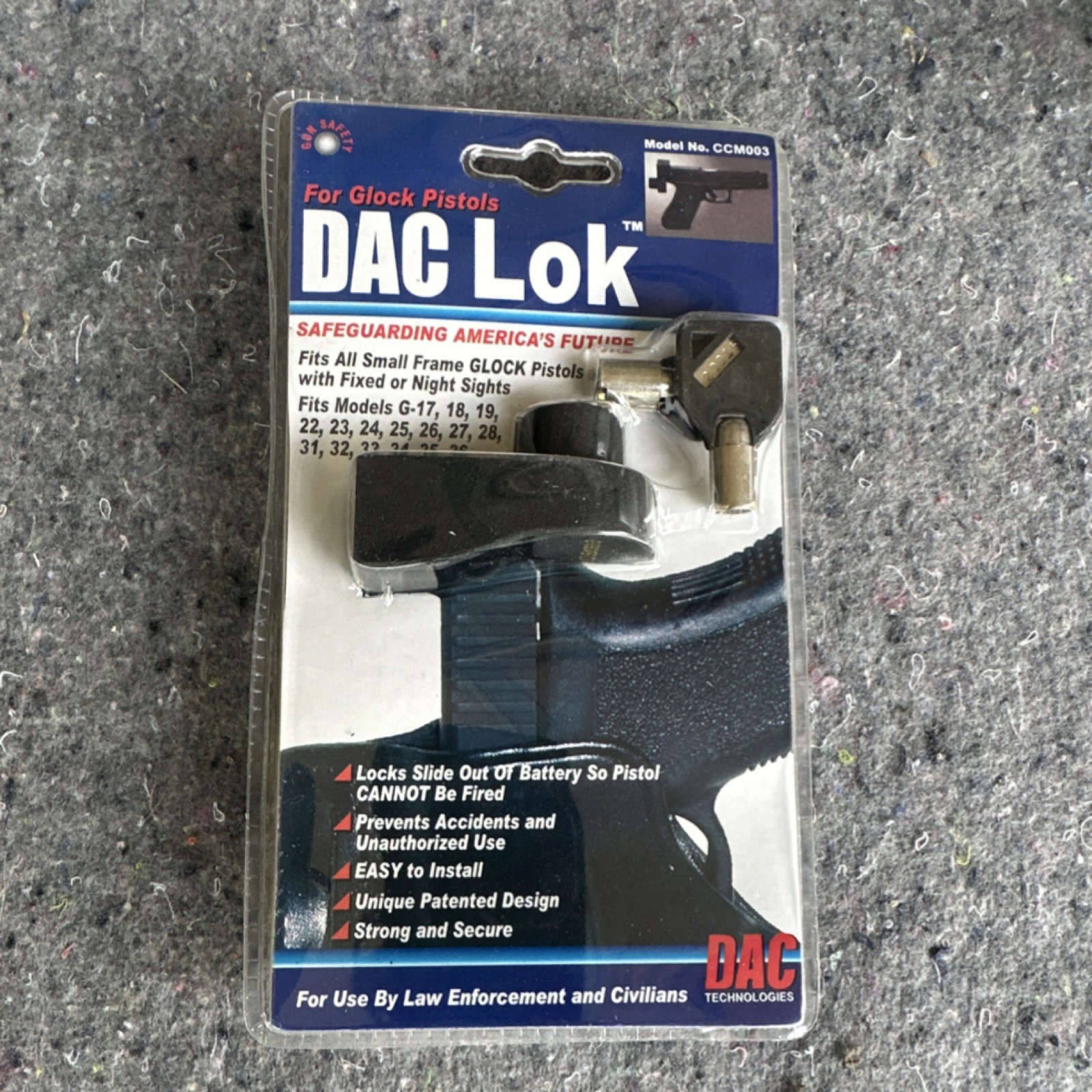 DAC Trigger Lock for Glock Pistols Patented Design Model CCM003 Black Metal