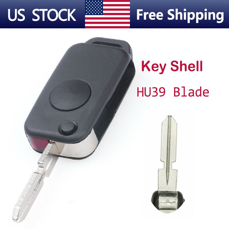 For Mercedes Benz W124 W202 S500 SL500 Flip Remote Key Shell Fob Uncut HU39
