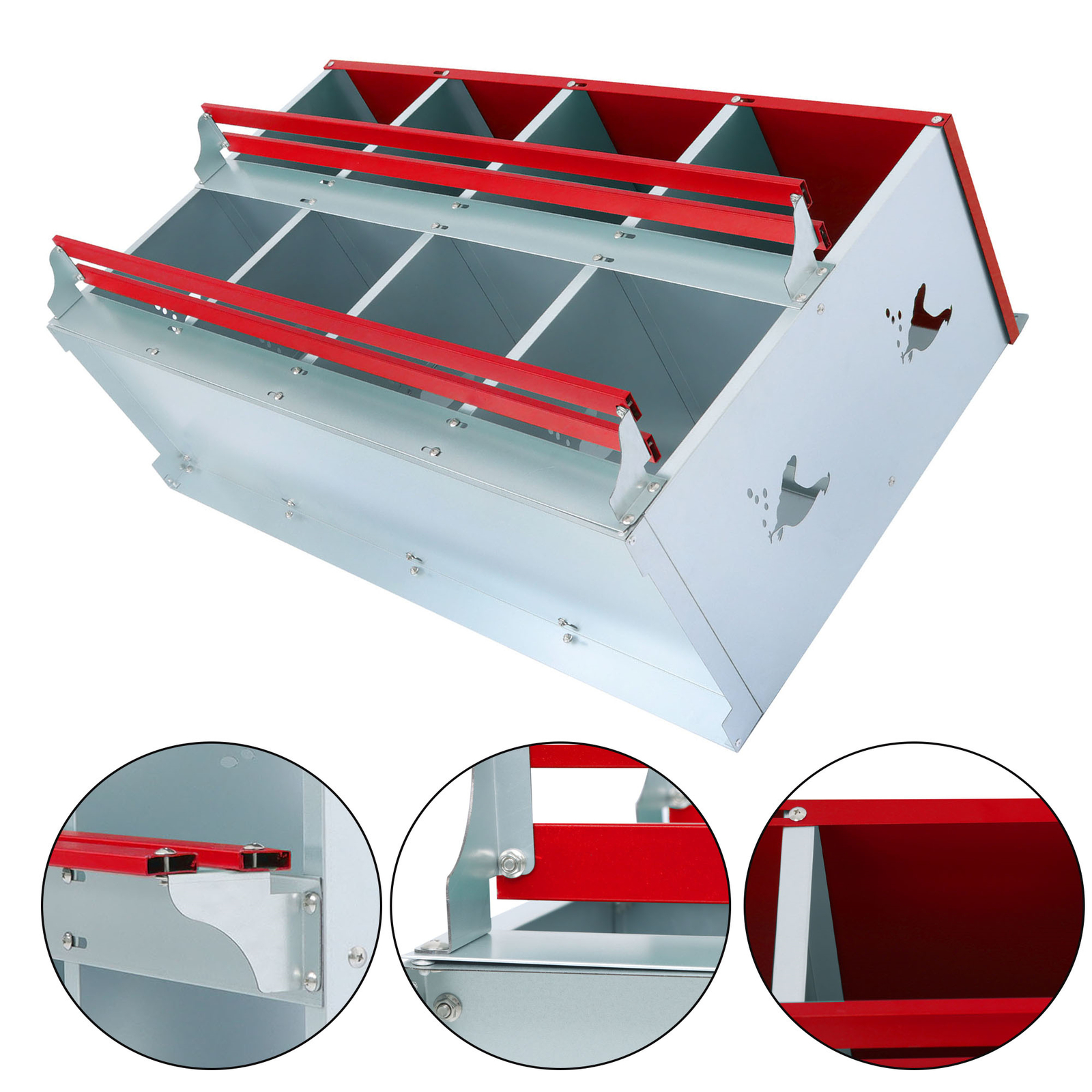 LABLT Chicken Nesting Boxes  8 Compartment Metal Poultry Nest Box For Chicken