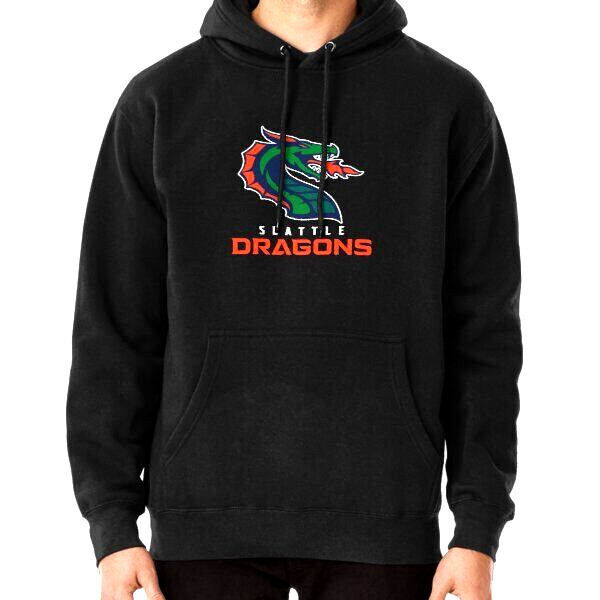 NEW MENS XFL SEATTLE DRAGONS FOOTBALL PRIMARY HOODIE SWEATSHIRT - BLACK - SMALL