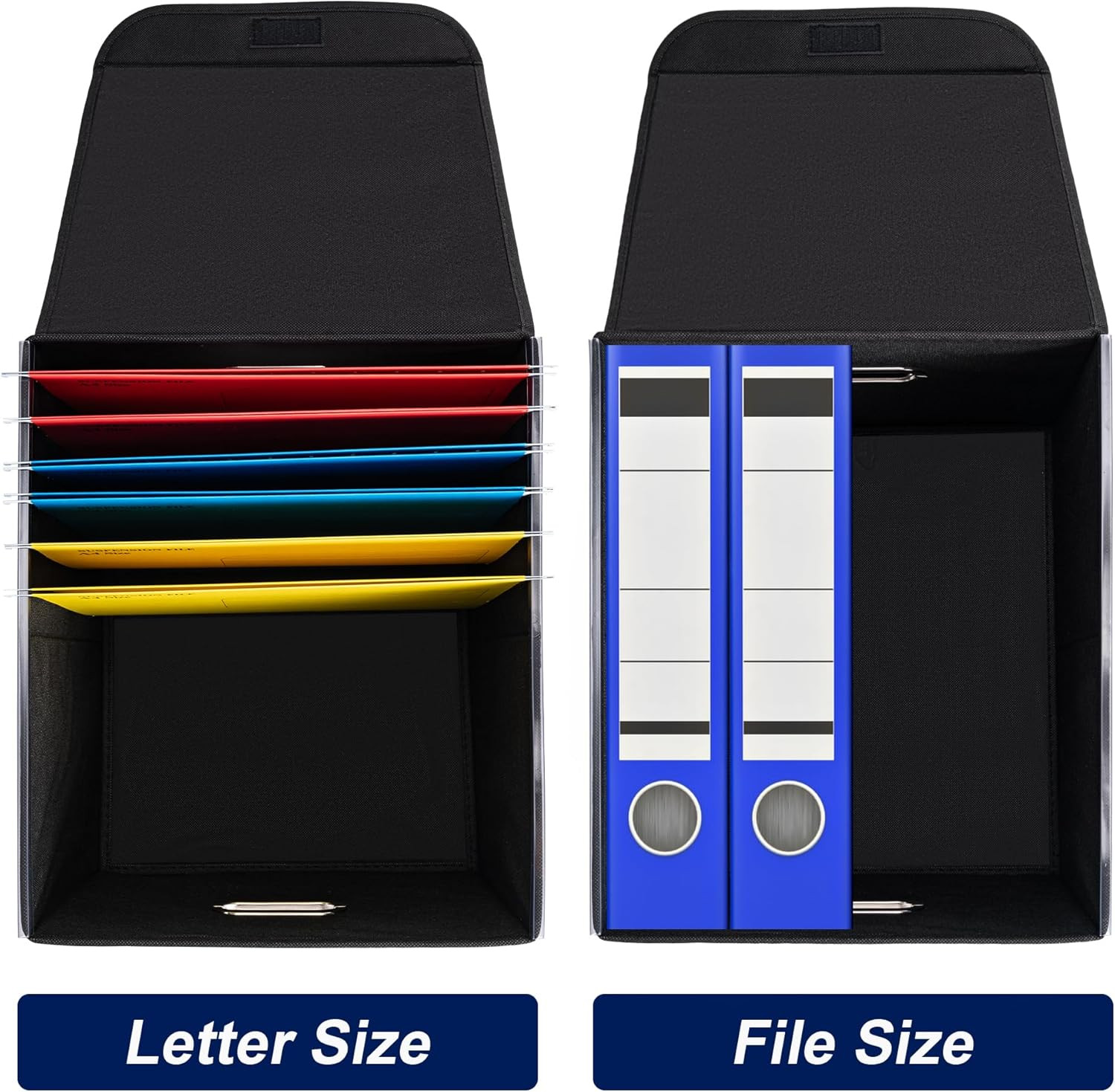 File Organizer Box with Lid, Large Hanging File Folder Organizer with Plastic Sl