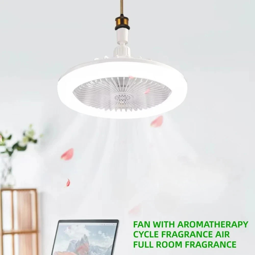 Fan For E27 Socket Light With Remote Ceiling Fan Adjustable Smart LED 3Speed AC
