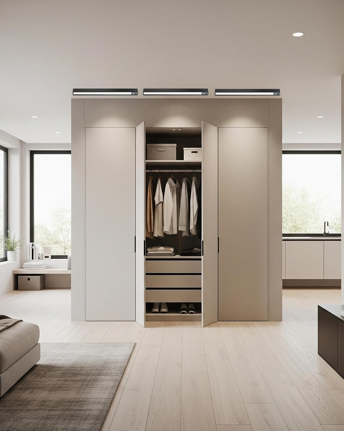 Rechargeable Motion Sensor Ceiling Light, Full Metal Battery Powered LED Closet