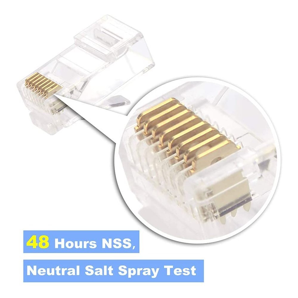 100pcs CAT6 CAT5 RJ45 Pass Through Modular Plug Network Cable Connector End 8P8C