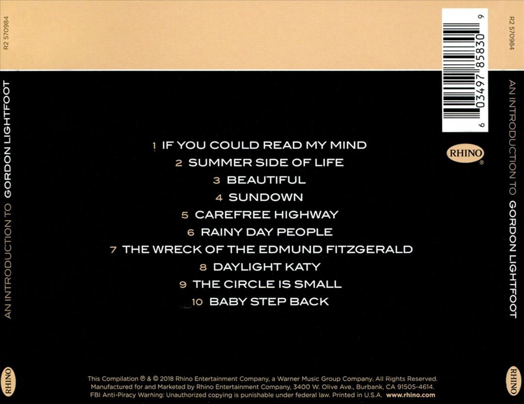 GORDON LIGHTFOOT - AN INTRODUCTION TO * NEW CD