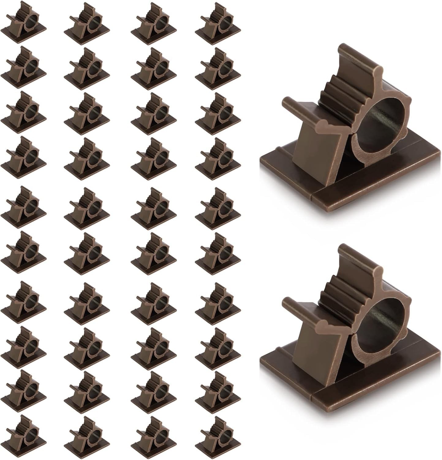 50 PCS Brown Clips Self Adhesive Backed Nylon Wire Adjustable Cable Holder