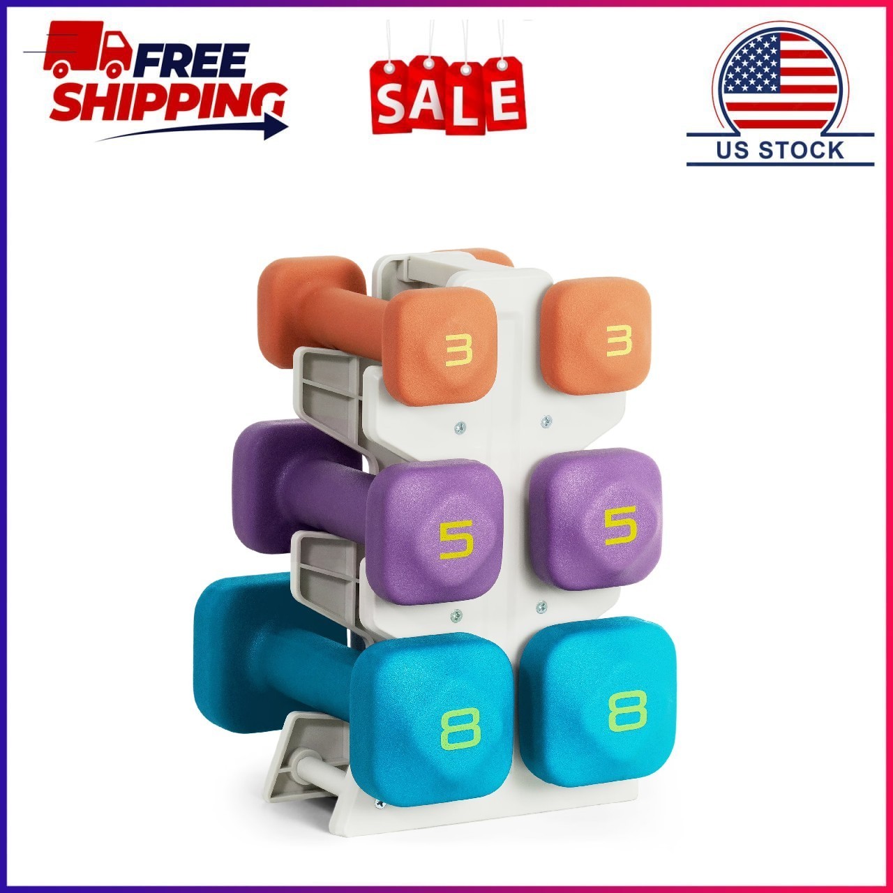 CAP 32 lb Neoprene Zen Dumbbell Set with Rack