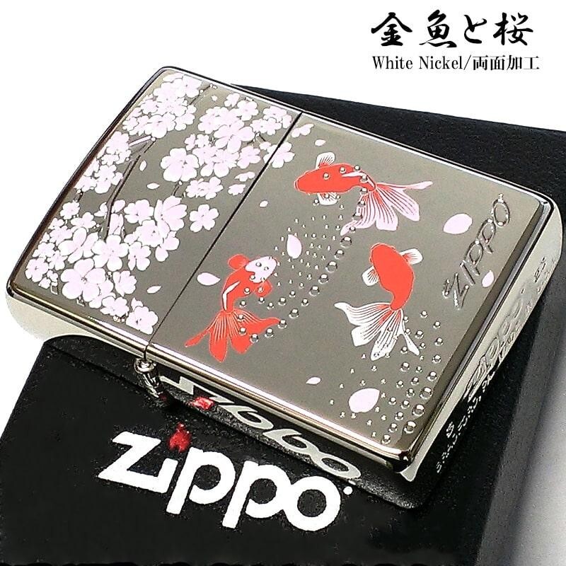 Zippo Goldfish and Cherry Blossoms Double-sided Mirror Regular Lighter Japan