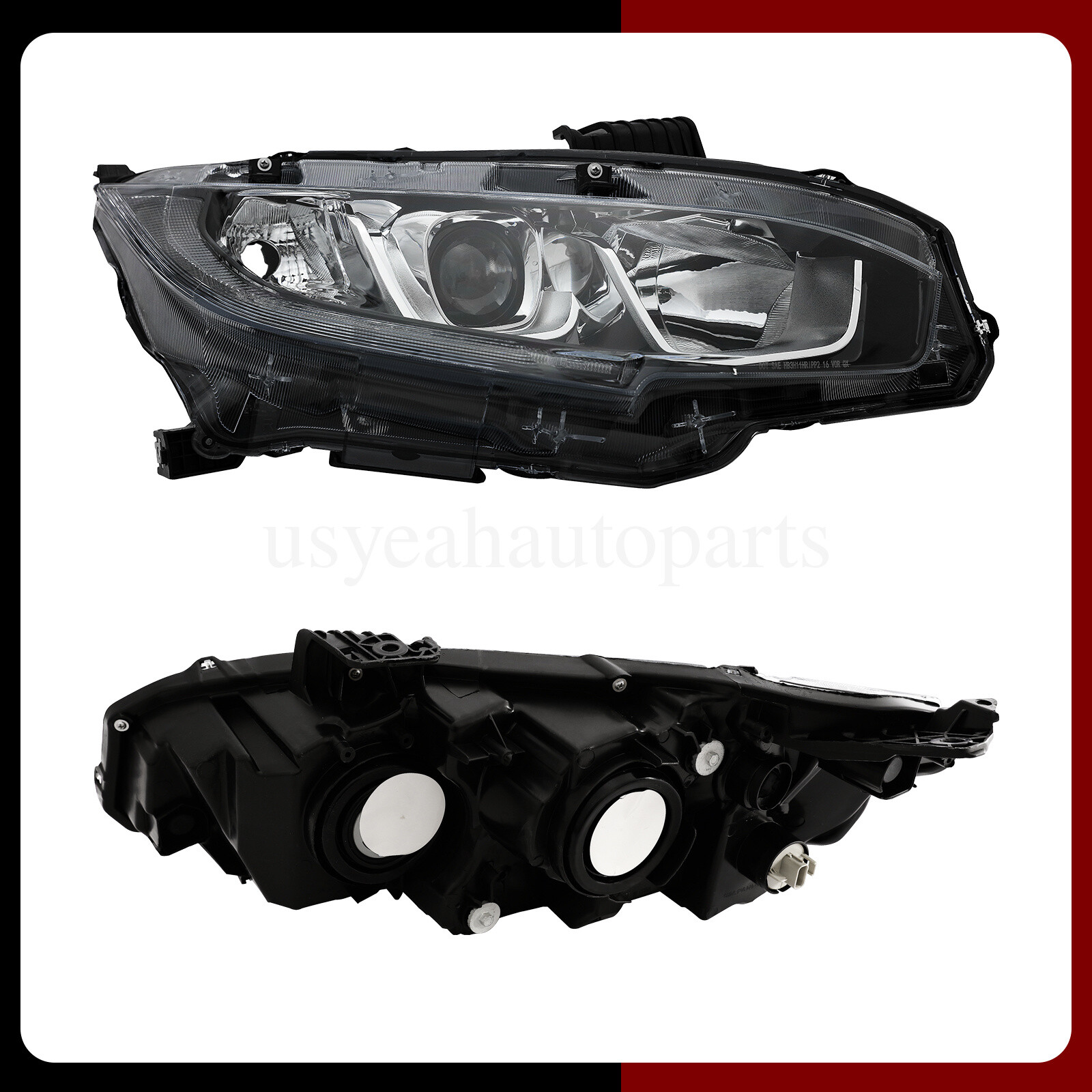 Fit For Honda Civic 2016-2021 Pair Halogen Headlights Headlamps LEFT&RIGHT