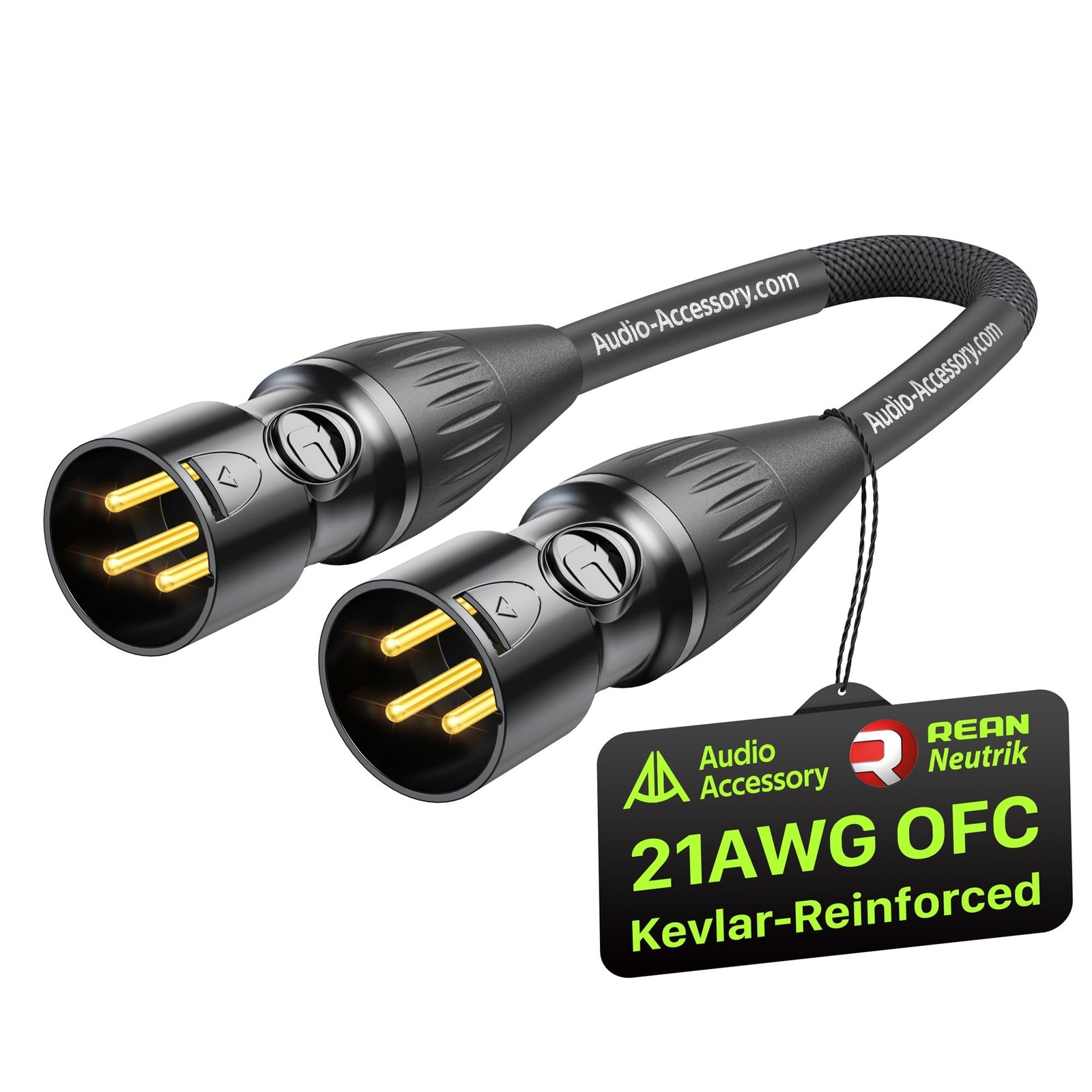 AA AUDIO ACCESSORY Short XLR Male to Male Cable 6 Inch, Neutrik REAN Gold-Pin...