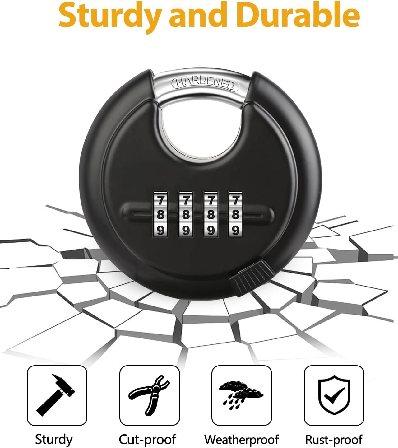 "Combination Disc Padlocks for Outdoor - Heavy Duty 4 Digit Code Lock, Combo Dis