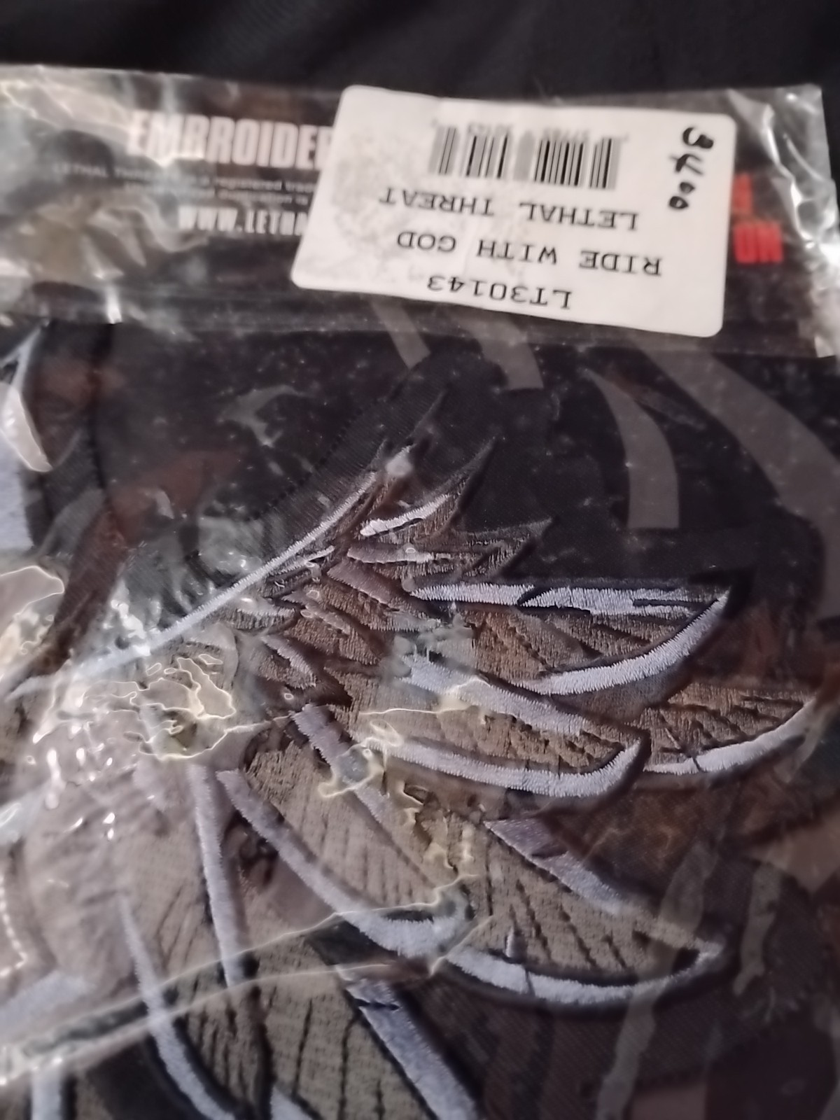 Lethal Threat Design ..Sew On Patch ..New.. ( Ride With God)