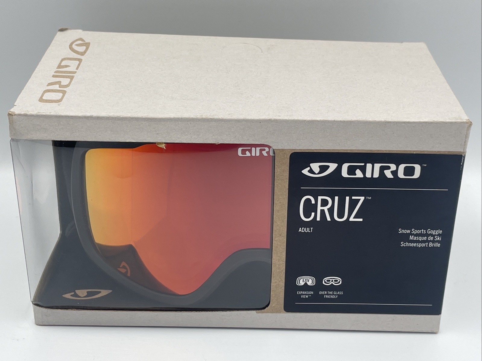 Giro CRUZ Snow Goggles CampTanWordmark w/AmberScarlet Lens NEW MinorLENS SCRATCH