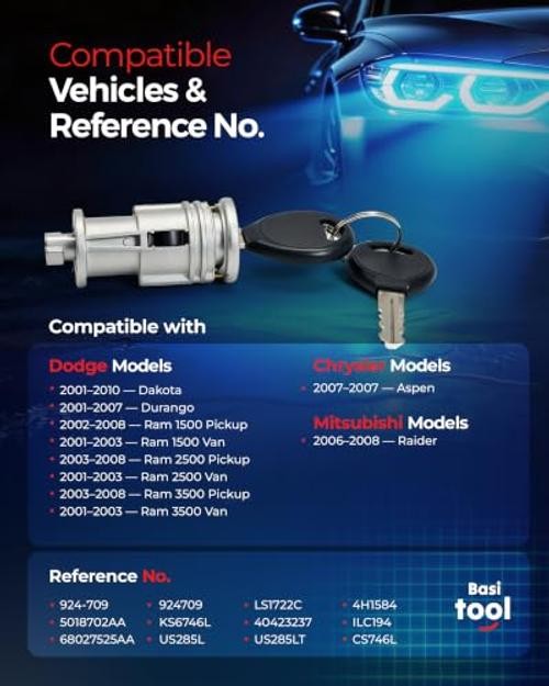 Ignition Switch with Key, Ignition Lock Cylinder Compatible with Dodge Ram