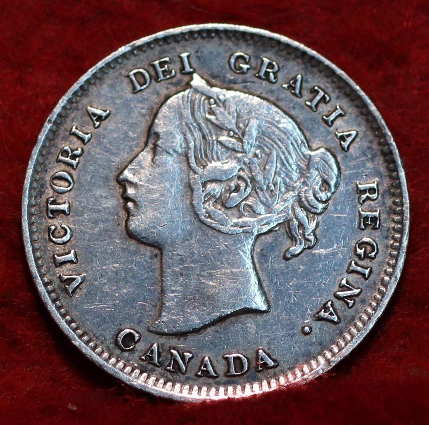 🇨🇦 1897 Queen Victoria 5 Cents AU++++ Silver Coin Canada