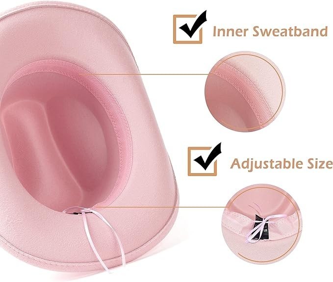Light Pink Cowboy Hat Rhinestone Band Western Rodeo Country Music Festival Party