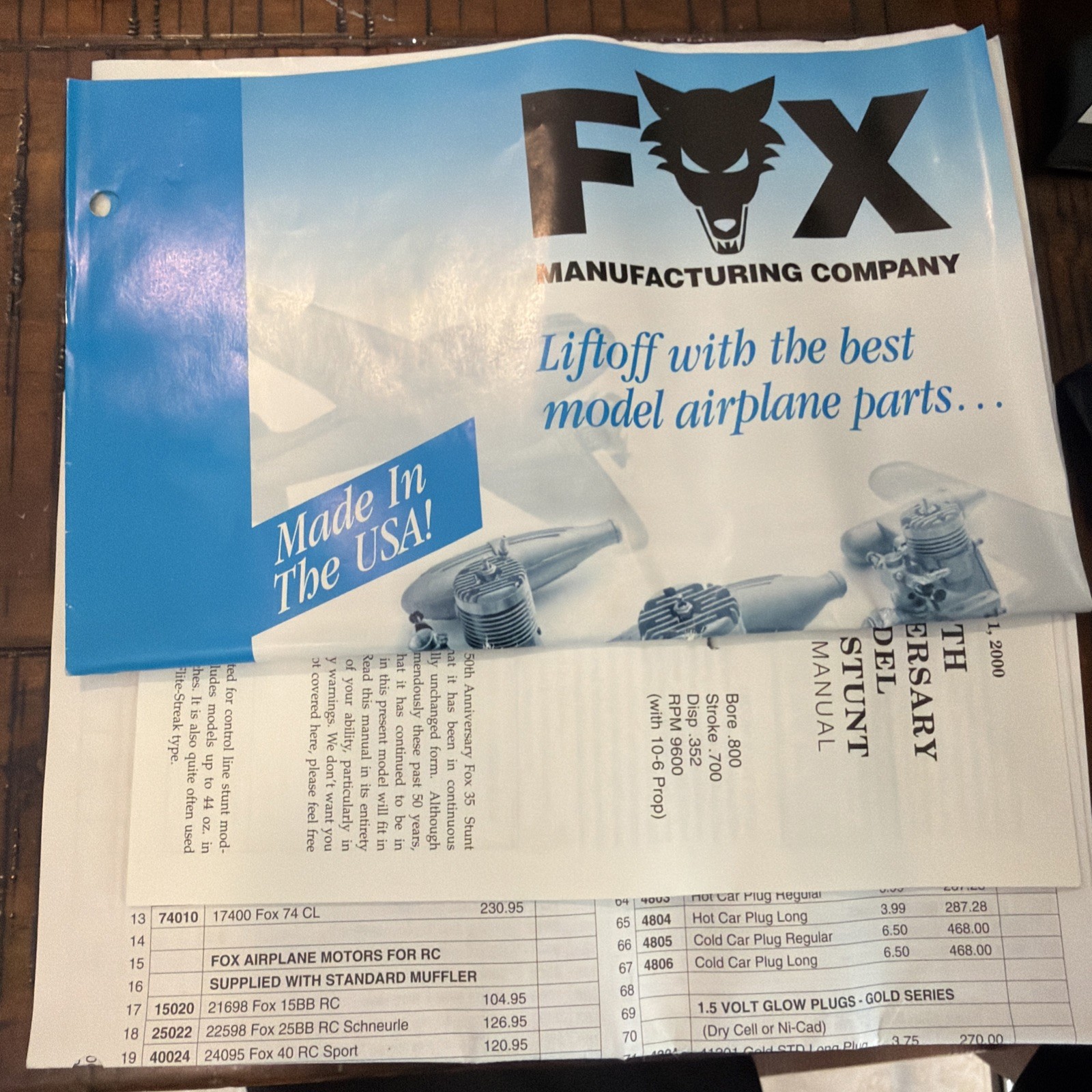 RC Model Airplane Engine Fox 35 Stunt 50th Anniversary Control Line MIB
