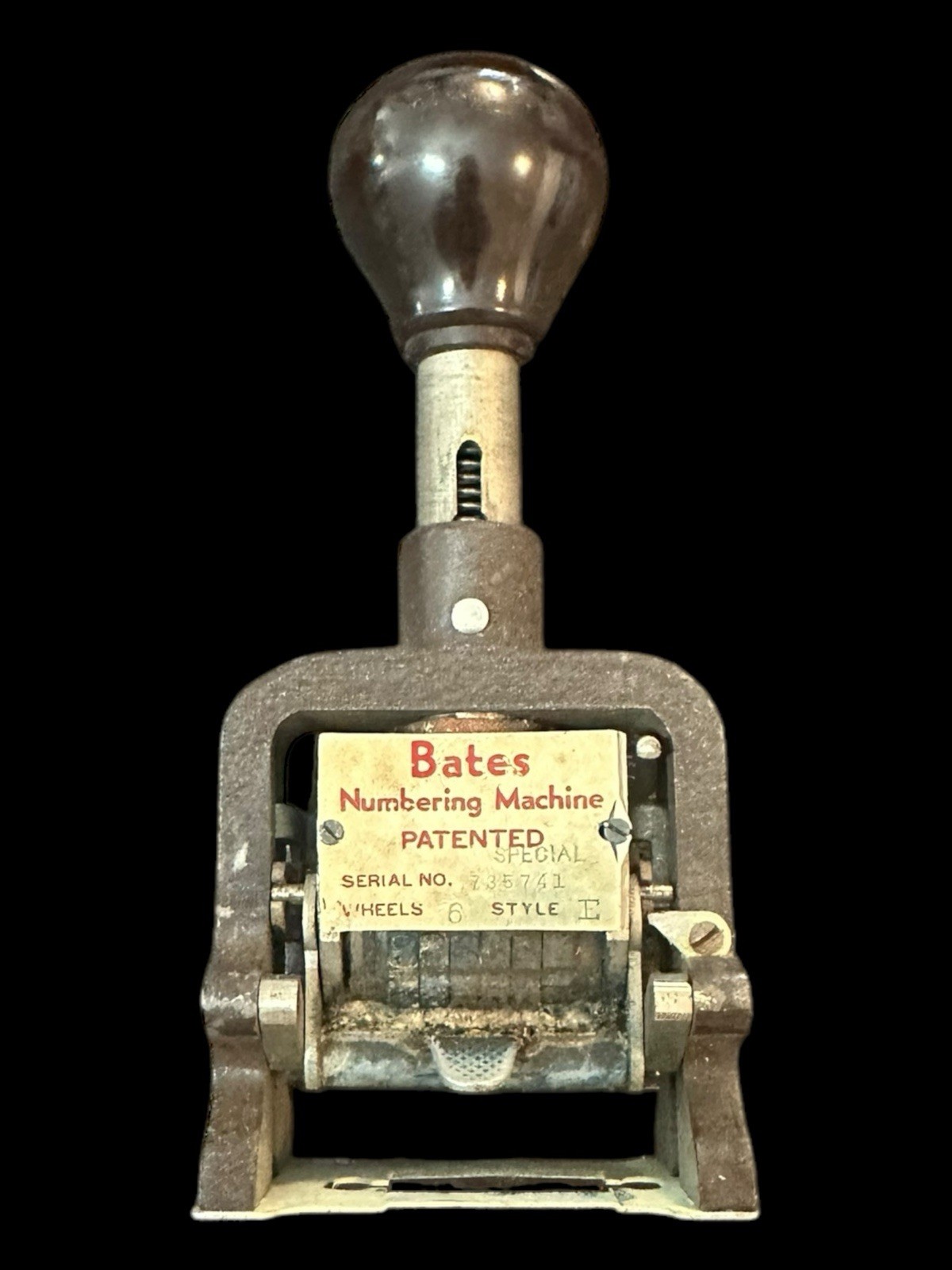 Vintage Bates Standard Multiple Movement Numbering Stamp 6 Wheels Style E Bag
