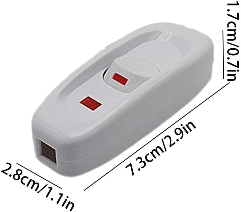 White On/Off Inline Switch Table Lamp Desk Light Cord Cable Switch 110-250V On/O