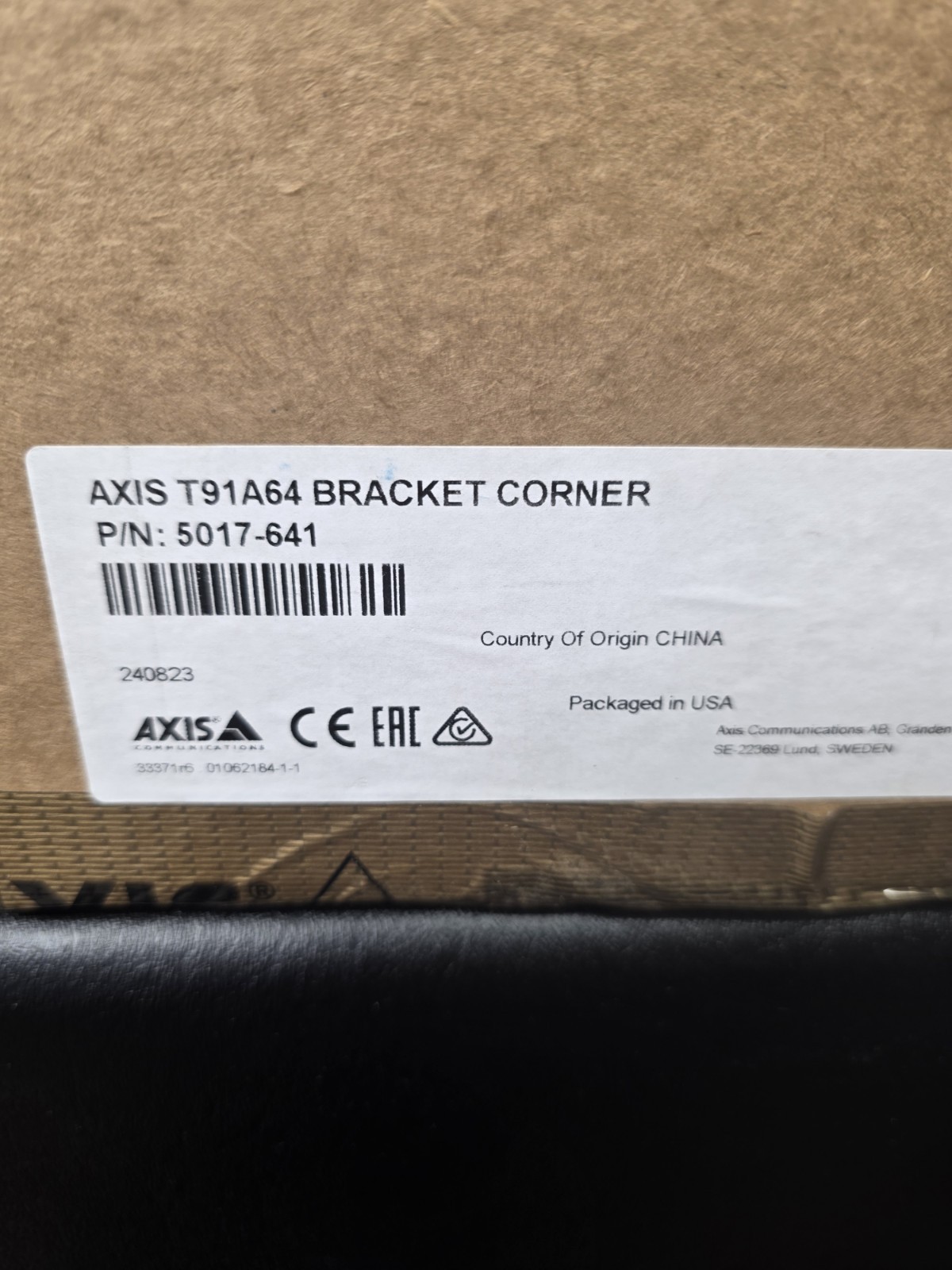 AXIS COMMUNICATION INC 5017-641 T91A64 CORNER BRACKET FOR PTZ DOME NTWRK CAMERA