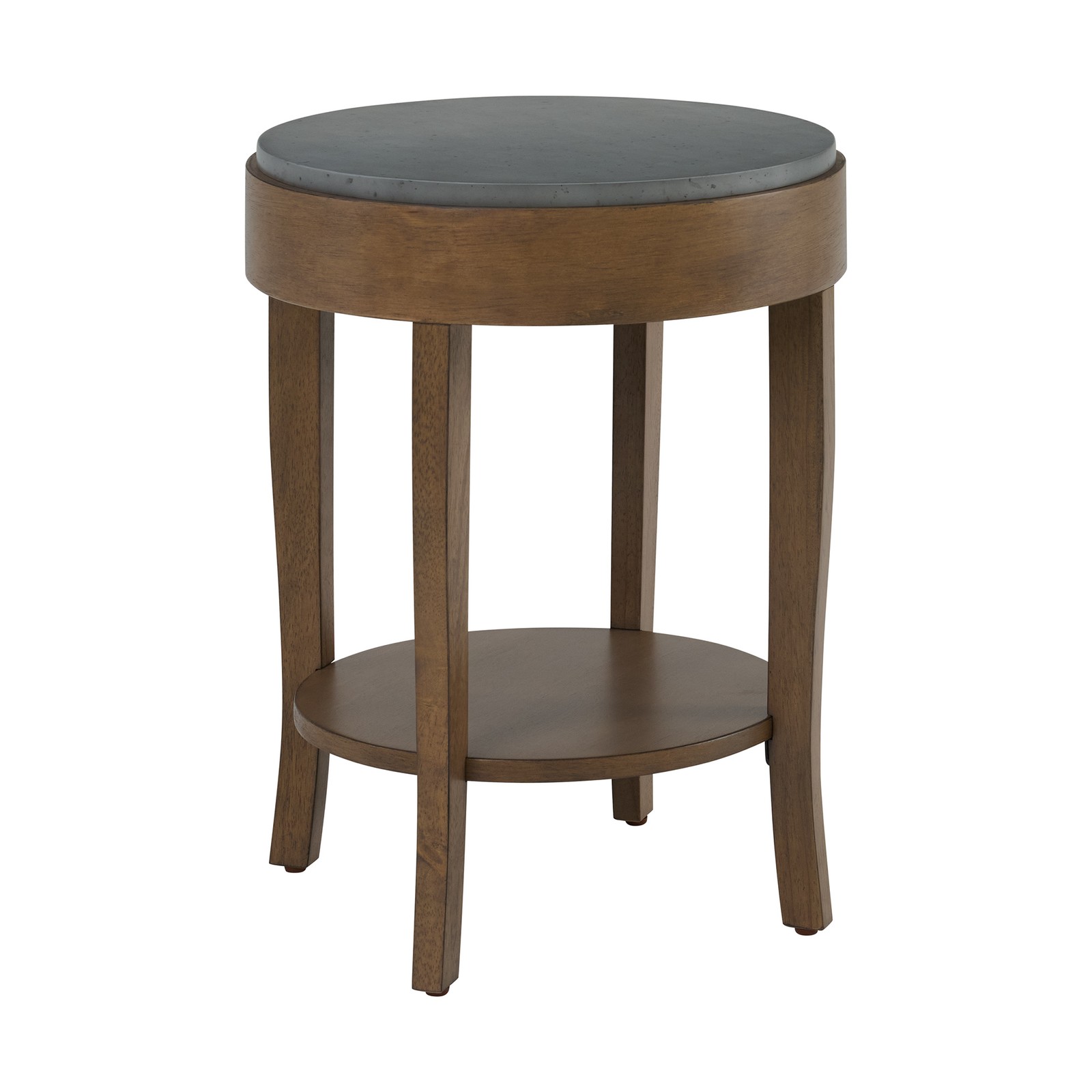 Solvar Round Wood Brown Base and Gray Top Accent End Table