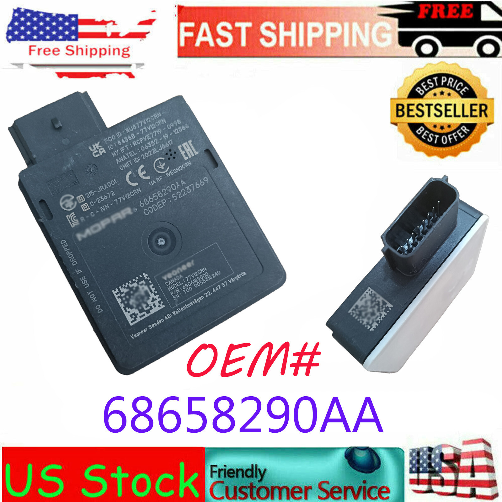 New! For 2022-2025 Jeep Compass Blind Spot Detection Module OEM 68658290AA US