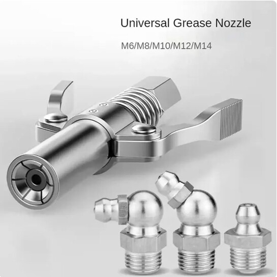 Grease Gun Coupler Double Handle High Pressure Quick Release Lock Oil Nozzles