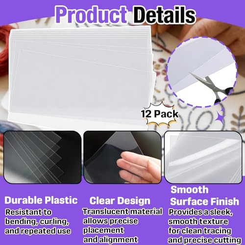 12 PCS 12 x 18 Inches Clear Quilting Template Plastic Sheets for Sewing |