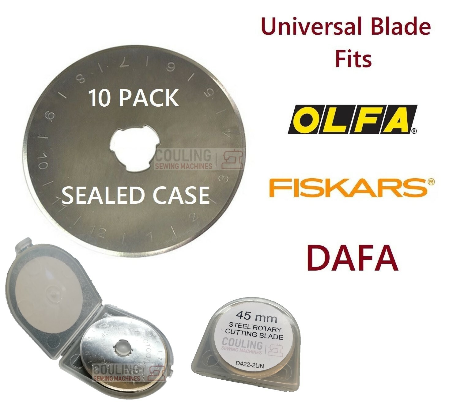 10 Rotary Cutter Spare Blades 45mm compatible with OLFA