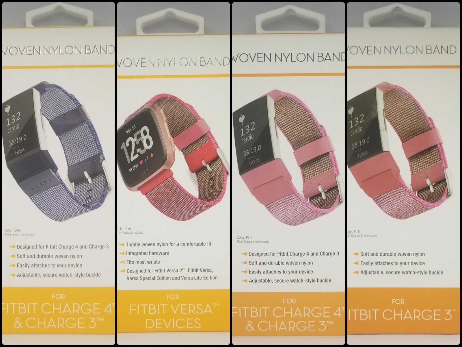 WITH it WOVEN NYLON BAND For Fitbit Versa Devices, Charge 3 & Charge 4 - NEW