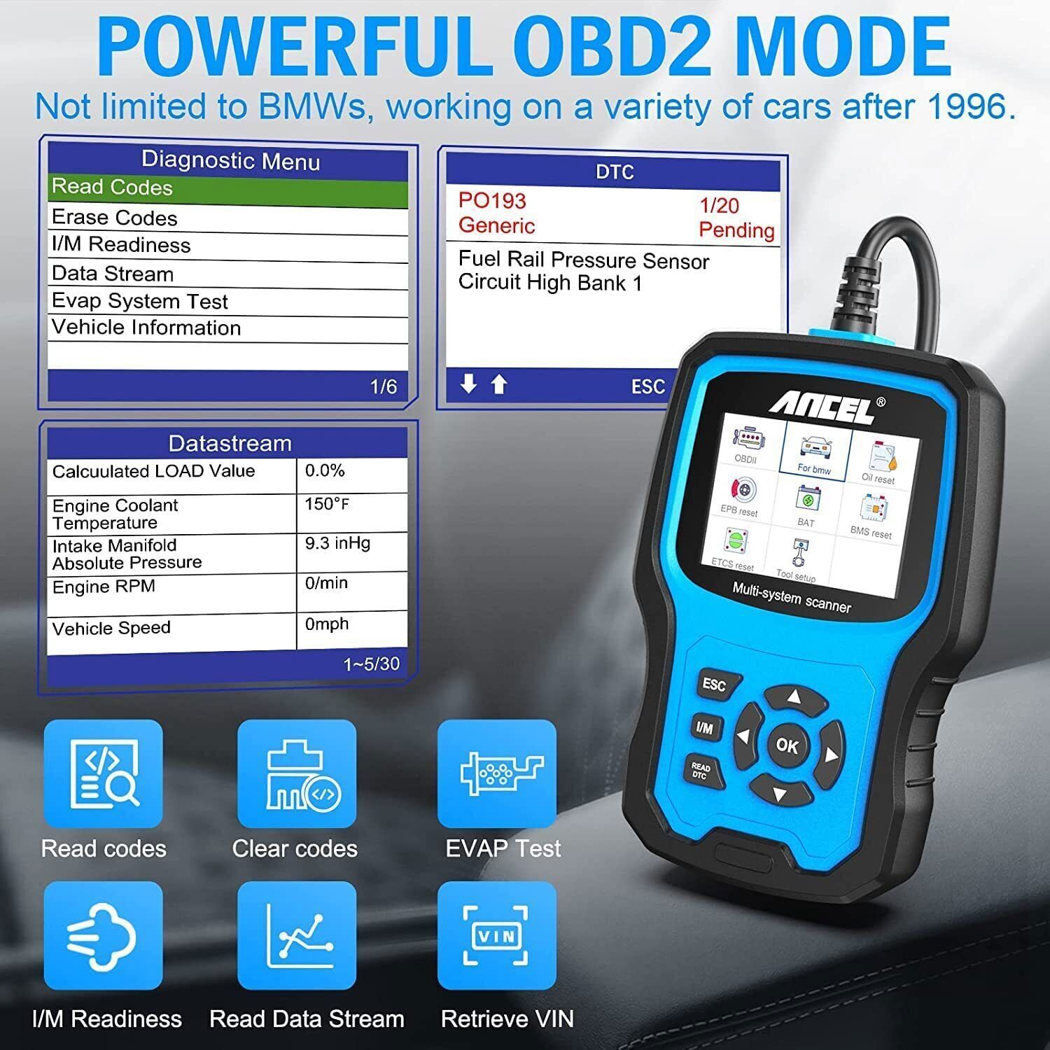 ANCEL BM700 Fits for BMW Mini Full Diagnostic Tool Scan Tool Cooper OBD2 Scanner