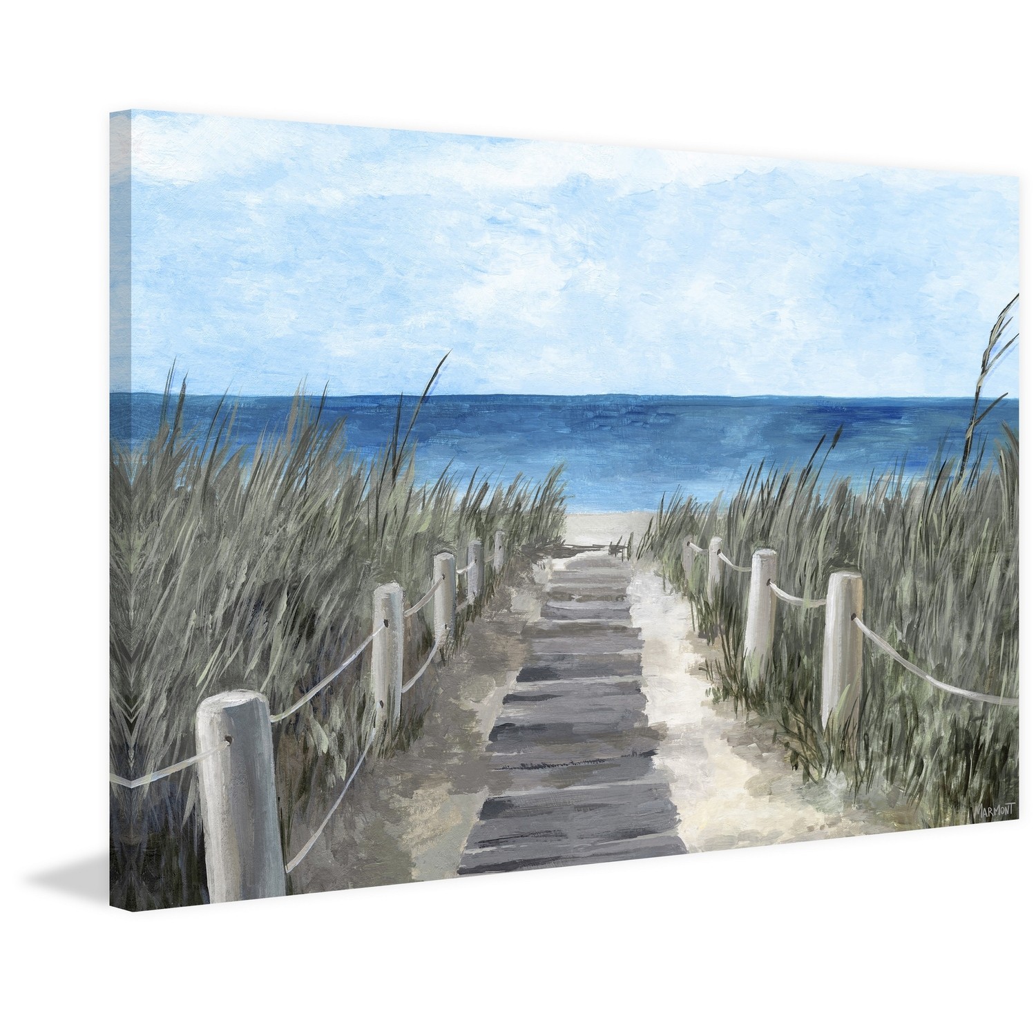 Marmont Hill Beach Wood Path Painting Print on Wrapped Canvas
