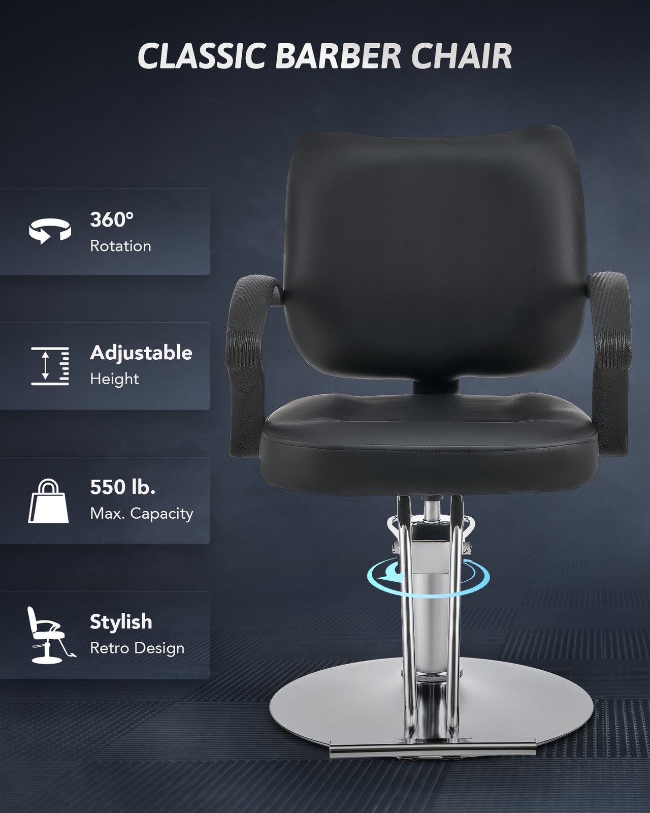 All Purpose Hydraulic Barber Chair Reclining Salon Shampoo Beauty Black styling